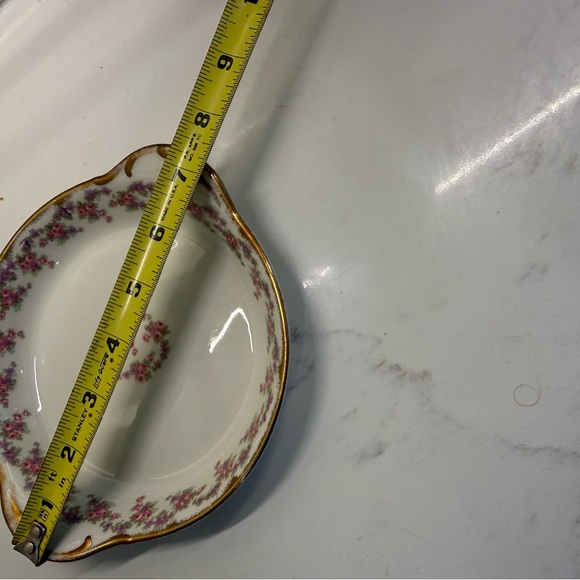 Antique Elite Works Limoges France Handled Serving Bowl – Pink Roses & Gold Gilt - Picture 4 of 5